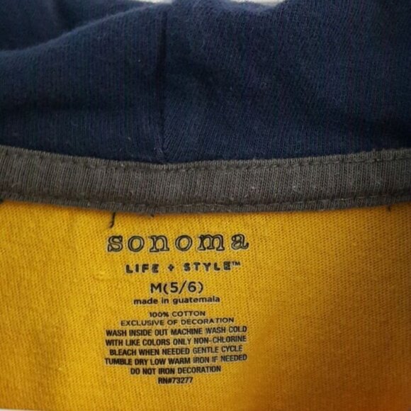 2/$15 Sonoma Hooded Shirt Yellow Size 5 Medium Mock Layer Varsity Long Sleeve - Picture 6 of 6